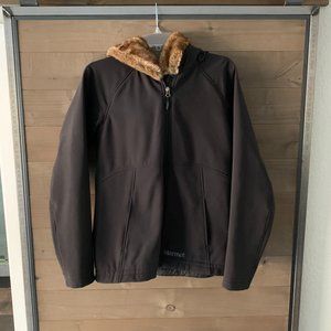 Marmot Jacket with Faux Faur Lined Hood, Black